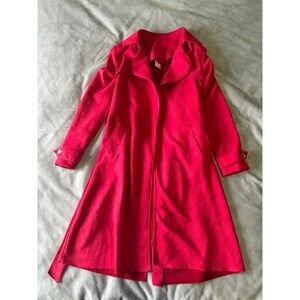 Oakridge Womens Fuchsia Pink Trench Coat Longline Tie Waist Jacket Size 6